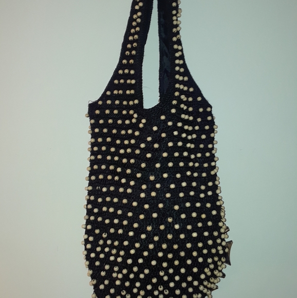 Black beaded hobo purse - Picture 2 of 2